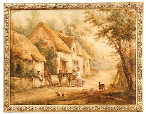 Helen Allingham, Village Scene, Watercolor