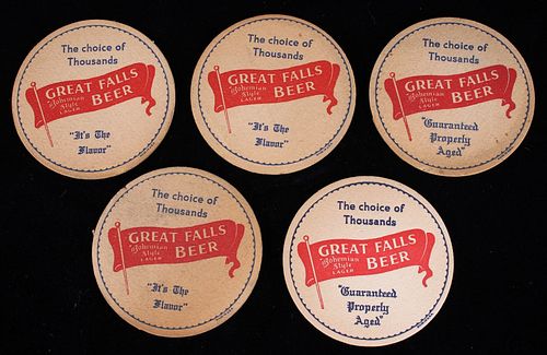 Great Falls Beer Coasters C. Mid 1900's