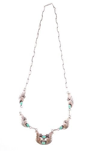 Navajo Sterling Silver Turquoise Necklace c. 1960s