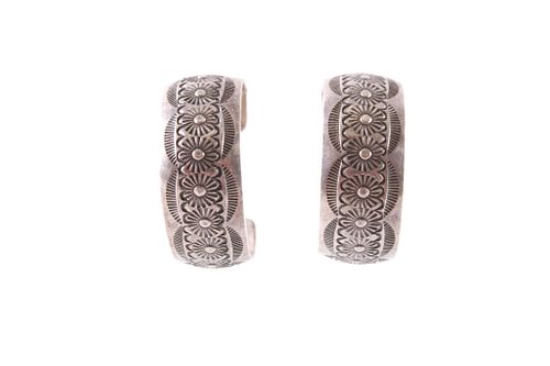Navajo Tooled Sterling Silver Stud Earrings