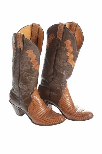 Vintage Lizard Justin Boots Womens Size 6B Tone