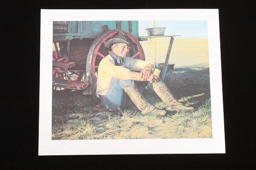 "Chuck Wagon" by Gordon Snidow Lithograph c. 1982