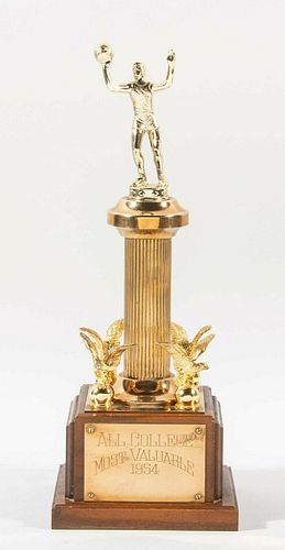 Historic Bill Russell 1954 NCAA MVP Award Basketball Trophy W/ Bill Russell COA