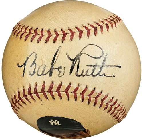 Magnificent Babe Ruth Single Signed 1948 American League Baseball PSA DNA COA
