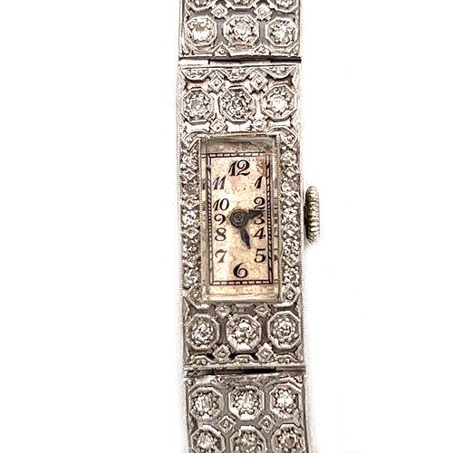 Art Deco Platinum Diamond Cocktail Watch