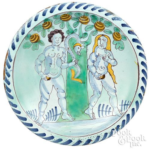 English Delft blue dash Adam & Eve charger