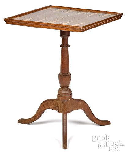 Walnut candlestand, 19th c., with gameboard top