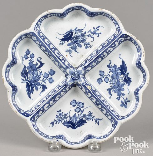 English blue and white Delft sweetmeat dish