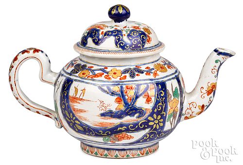 Dutch Delft dore teapot, early 18th c.