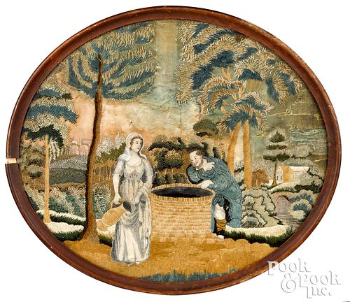 Two English pictorial needlework's, early 19th c.
