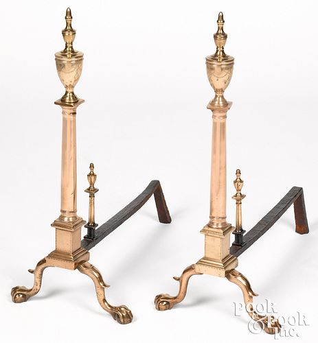 Pair of large Philadelphia Chippendale andirons