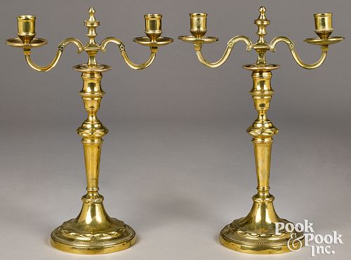 Pair of French brass candelabra, ca. 1800