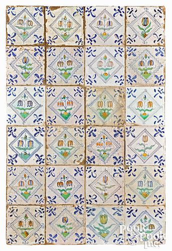 Set of Delft polychrome tiles, 18th c.