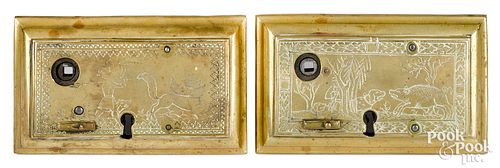 Two Dutch engraved brass door locks, late 18th c.