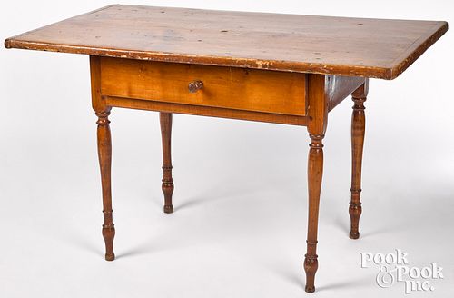 Pine and maple tavern table, 19th c.