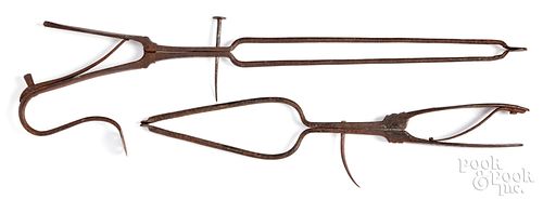Two wrought iron ember tongs, 19th c.