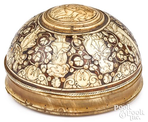 German dome lid dresser box, 18th c.