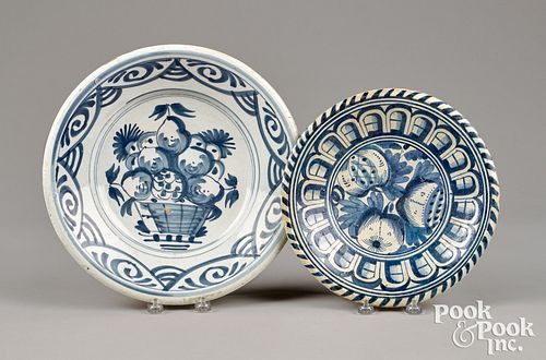 Two Dutch blue and white Delft chargers, 17th c.