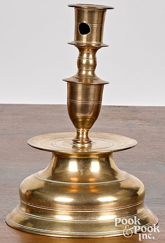 Northern European brass bell base candlestick