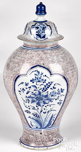 Large Delft urn and cover, mid 18th c.