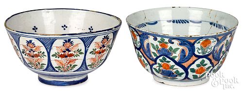 Two polychrome Delft punch bowls, mid 18th c.