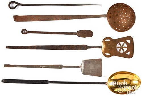 Wrought iron and brass utensils, 20th c.