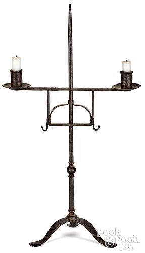 Wrought iron tabletop candlestand, probably 20th c
