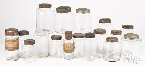 Collection of antique colorless glass jars