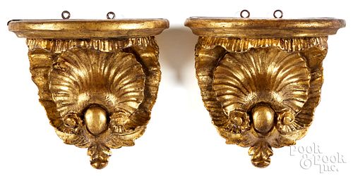 Pair of giltwood wall brackets, late 19th c.