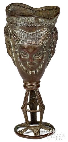 African bronze libation cup