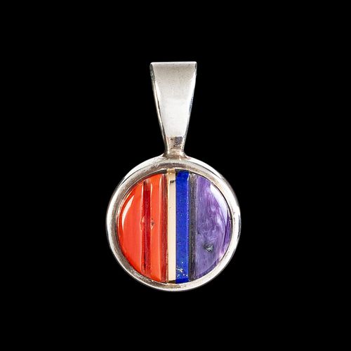 Charles Loloma, Silver and Stone Inlay Pendant