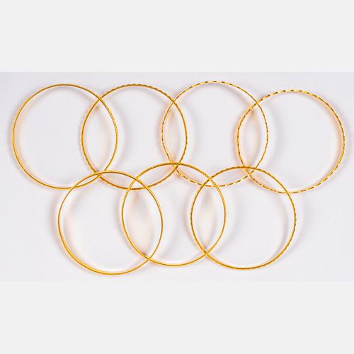 Seven 22kt Yellow Gold Bangle Bracelets