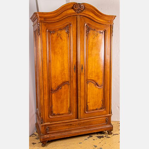 French Provincial Style Carved Walnut Armoire