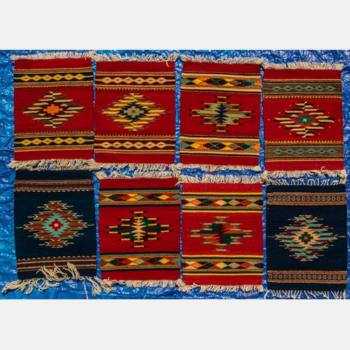 Eight Diminutive South American Wool Woven Rugs