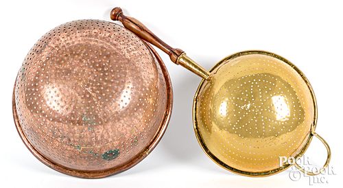 Two large brass and copper colanders, 19th c.