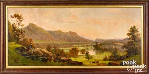 American oil on canvas panoramic landscape, 19th c