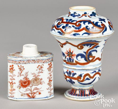 Chinese porcelain vase and tea caddy
