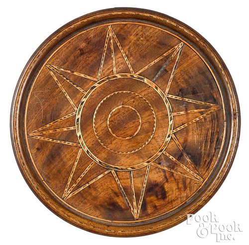 Star inlaid mahogany small tray, ca. 1800