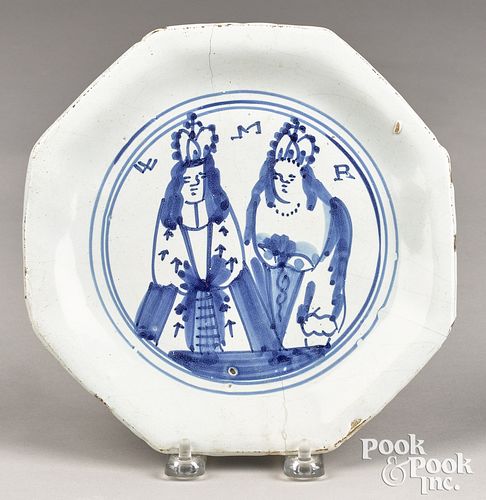 English blue and white Delft portrait plate