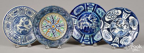 Four Delft plates, 17th c.
