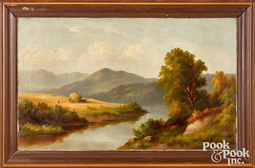 American oil on canvas landscape, 19th c.