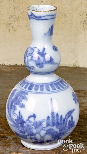 Dutch blue and white Delft double gourd vase