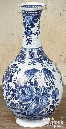 Delft blue and white baluster vase, 18th c.
