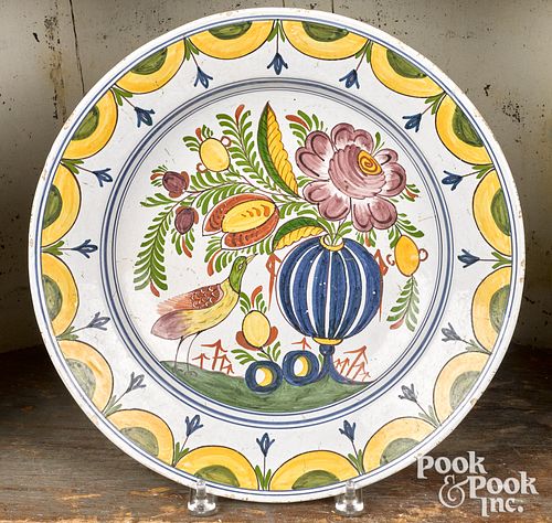 Vibrant Delft polychrome charger, 18th c.