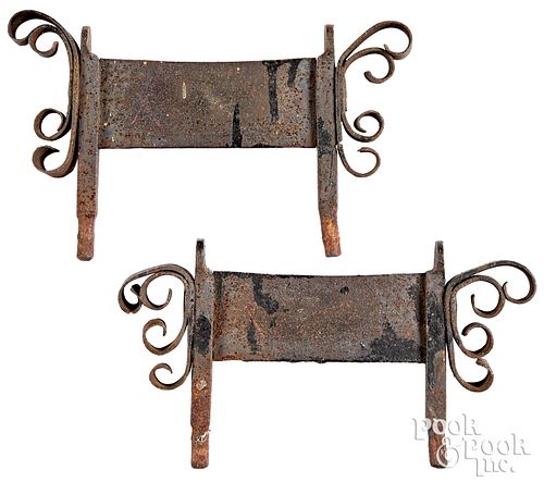 Pair of wrought iron boot scrapes, 18th c.