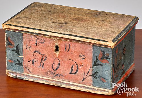 Scandinavian painted pine dresser box, dated 1810