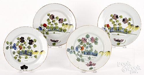 Four Delft Fazakerley plates, 18th c.
