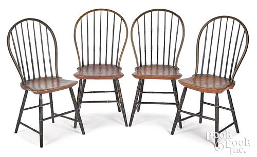 Set of four bowback Windsor chairs, ca. 1820