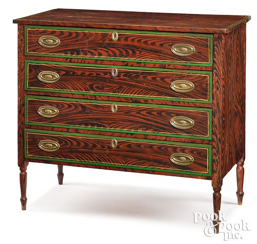 Maine Sheraton painted chest of drawers