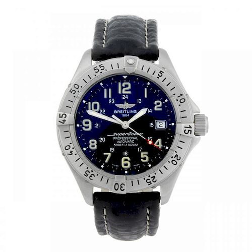 BREITLING - a gentleman's Superocean wrist watch. Stainless steel case with calibrated bezel. Refere